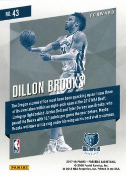 2017-18 Panini Prestige - Micro Etch Rookies #43 Dillon Brooks Back