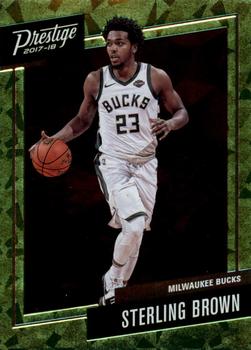 2017-18 Panini Prestige - Micro Etch Rookies Bright Green #44 Sterling Brown Front