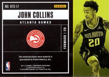 2017-18 Panini Contenders - Rookie Ticket Swatches #RTS-17 John Collins Back