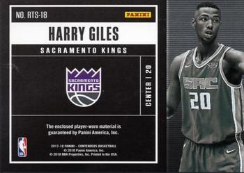 2017-18 Panini Contenders - Rookie Ticket Swatches #RTS-18 Harry Giles Back