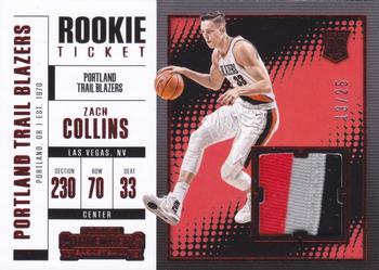 2017-18 Panini Contenders - Rookie Ticket Swatches Prime #RTS-9 Zach Collins Front