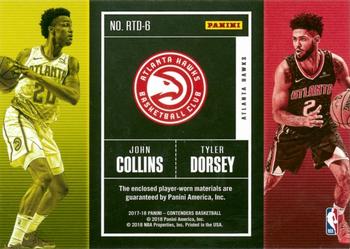 2017-18 Panini Contenders - Rookie Ticket Dual Swatches #RTD-6 John Collins / Tyler Dorsey Back