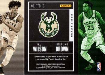 2017-18 Panini Contenders - Rookie Ticket Dual Swatches #RTD-10 D.J. Wilson / Sterling Brown Back
