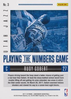 2017-18 Panini Contenders - Playing the Numbers Game #3 Rudy Gobert Back