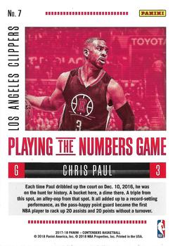 2017-18 Panini Contenders - Playing the Numbers Game #7 Chris Paul Back