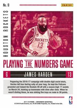 2017-18 Panini Contenders - Playing the Numbers Game #9 James Harden Back