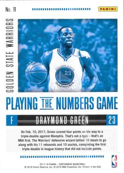 2017-18 Panini Contenders - Playing the Numbers Game #11 Draymond Green Back