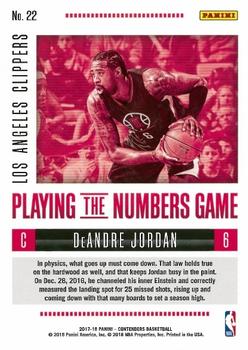 2017-18 Panini Contenders - Playing the Numbers Game #22 DeAndre Jordan Back