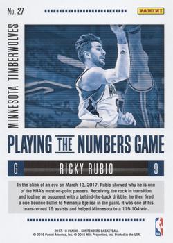 2017-18 Panini Contenders - Playing the Numbers Game #27 Ricky Rubio Back