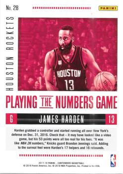 2017-18 Panini Contenders - Playing the Numbers Game #28 James Harden Back