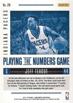 2017-18 Panini Contenders - Playing the Numbers Game #29 Jeff Teague Back