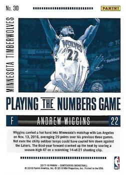 2017-18 Panini Contenders - Playing the Numbers Game #30 Andrew Wiggins Back
