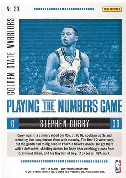 2017-18 Panini Contenders - Playing the Numbers Game #33 Stephen Curry Back