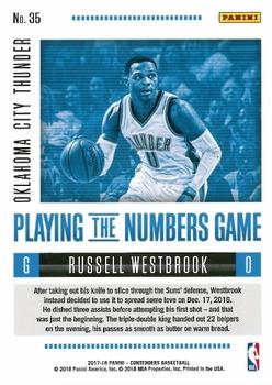 2017-18 Panini Contenders - Playing the Numbers Game #35 Russell Westbrook Back
