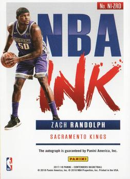 2017-18 Panini Contenders - NBA Ink #NI-ZRD Zach Randolph Back