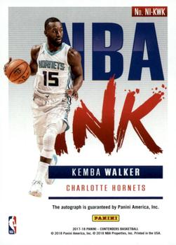2017-18 Panini Contenders - NBA Ink Bronze #NI-KWK Kemba Walker Back