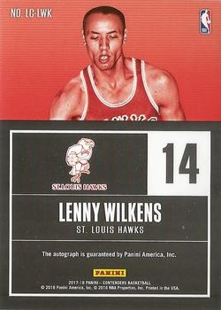 2017-18 Panini Contenders - Legendary Contenders Autographs #LC-LWK Lenny Wilkens Back