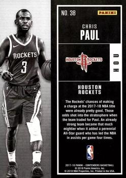 2017-18 Panini Contenders - Cracked Ice Ticket #38 Chris Paul Back