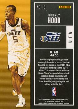 2017-18 Panini Contenders - Playoff Ticket #16 Rodney Hood Back
