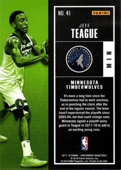 2017-18 Panini Contenders - Game Ticket #41 Jeff Teague Back