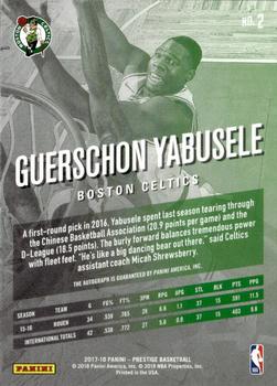2017-18 Panini Prestige - Bonus Shots Signatures #2 Guerschon Yabusele Back