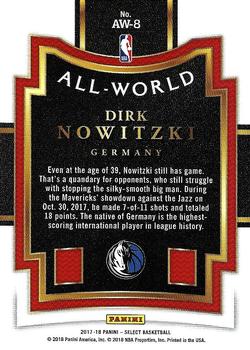 2017-18 Panini Select - All-World #AW-8 Dirk Nowitzki Back