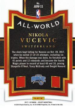2017-18 Panini Select - All-World #AW-11 Nikola Vucevic Back