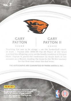 2016-17 Panini Immaculate Collection Collegiate - Immaculate Ink Combos #7 Gary Payton / Gary Payton II Back