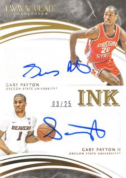 2016-17 Panini Immaculate Collection Collegiate - Immaculate Ink Combos #7 Gary Payton / Gary Payton II Front