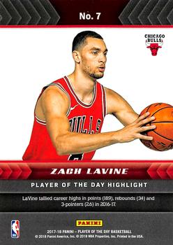 2017-18 Panini Player of the Day #7 Zach Lavine Back