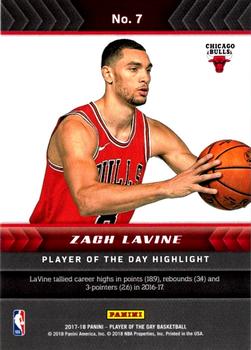 2017-18 Panini Player of the Day - Holo #7 Zach Lavine Back