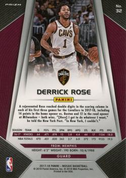 2017-18 Panini Mosaic #32 Derrick Rose Back
