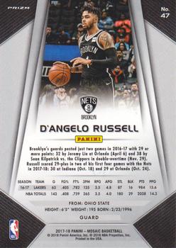 2017-18 Panini Mosaic #47 D'Angelo Russell Back