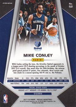 2017-18 Panini Mosaic #52 Mike Conley Back