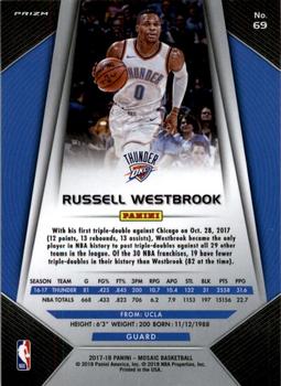 2017-18 Panini Mosaic #69 Russell Westbrook Back