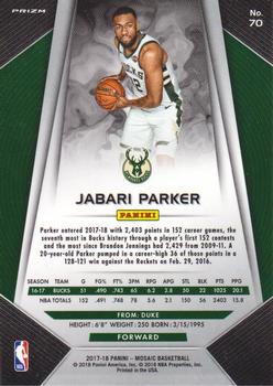 2017-18 Panini Mosaic #70 Jabari Parker Back