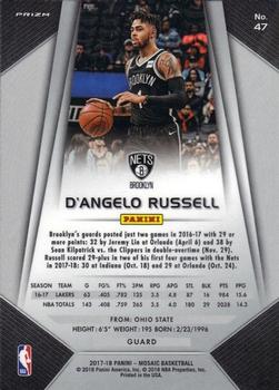2017-18 Panini Mosaic - Red #47 D'Angelo Russell Back