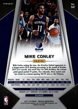 2017-18 Panini Mosaic - Red #52 Mike Conley Back