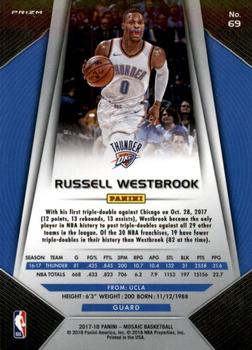 2017-18 Panini Mosaic - Red #69 Russell Westbrook Back