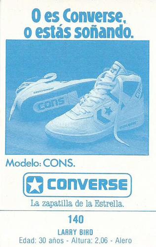 1987-88 Campeonato de Liga Baloncesto Converse Merchante (Spain) #140 Larry Bird Back