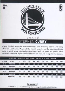 2014-15 Panini NBA (International) #8 Stephen Curry Back