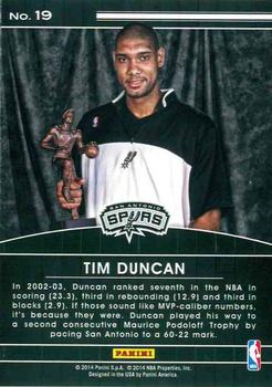 2014-15 Panini NBA (International) - High Honors #19 Tim Duncan Back