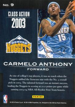 2014-15 Panini NBA (International) - Class Action #9 Carmelo Anthony Back