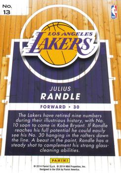 2014-15 Panini NBA (International) - Faces of the Future #13 Julius Randle Back