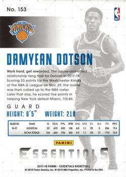 2017-18 Panini Essentials #153 Damyean Dotson Back