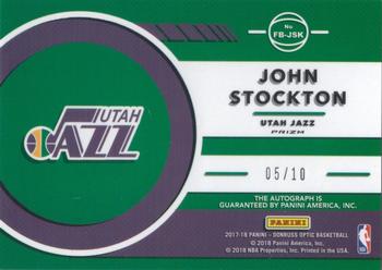 2017-18 Donruss Optic - Fast Break Signatures Gold #FB-JSK John Stockton Back