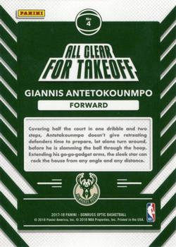 2017-18 Donruss Optic - All Clear for Takeoff #4 Giannis Antetokounmpo Back
