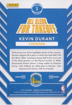 2017-18 Donruss Optic - All Clear for Takeoff #9 Kevin Durant Back