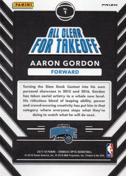 2017-18 Donruss Optic - All Clear for Takeoff Holo #1 Aaron Gordon Back