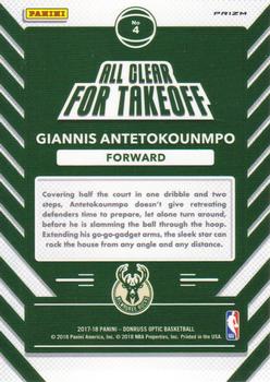 2017-18 Donruss Optic - All Clear for Takeoff Fast Break Holo #4 Giannis Antetokounmpo Back